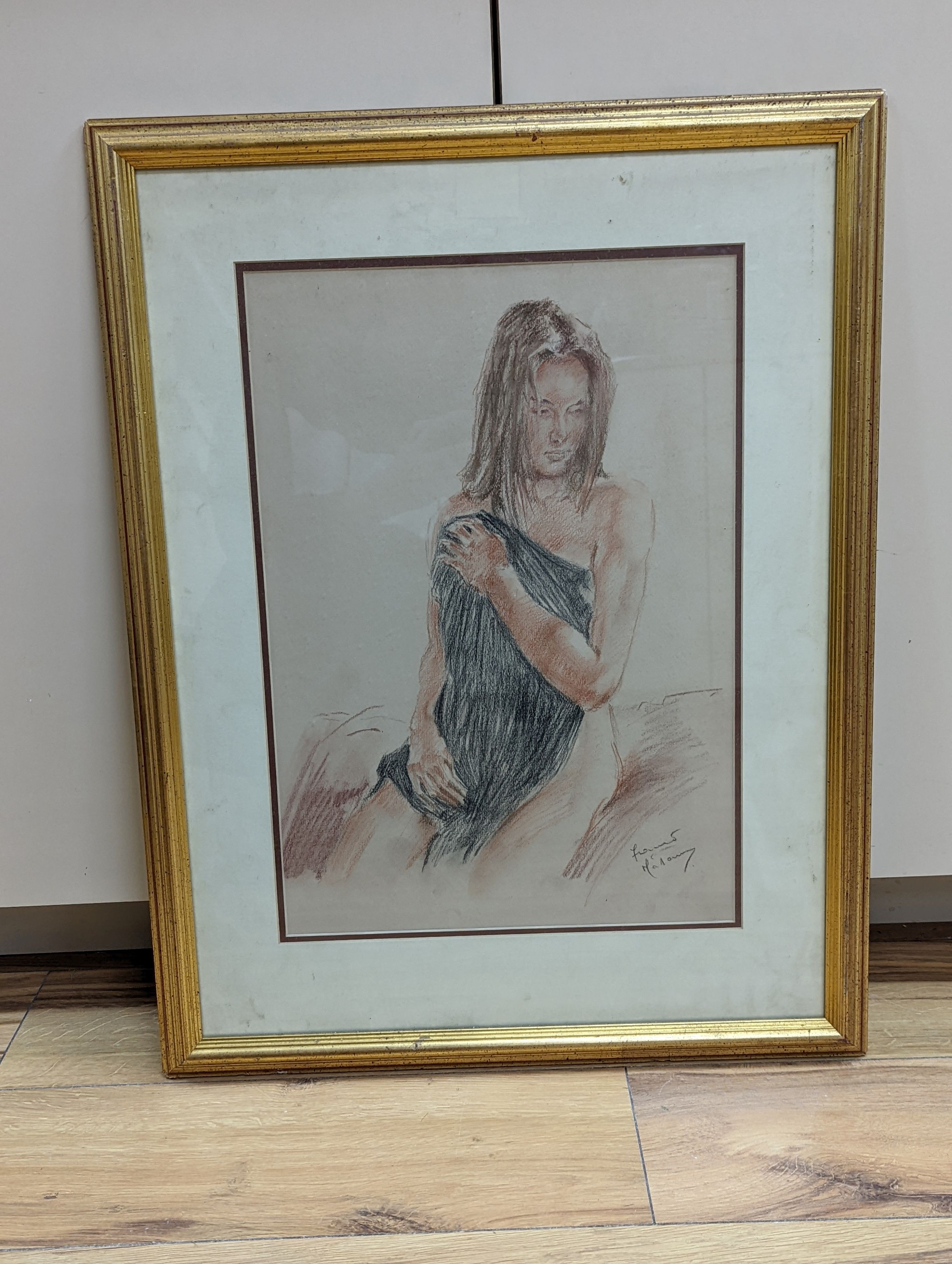 Franco Matania (1922-2006), pastel, Seated model, signed, 46 x 32cm